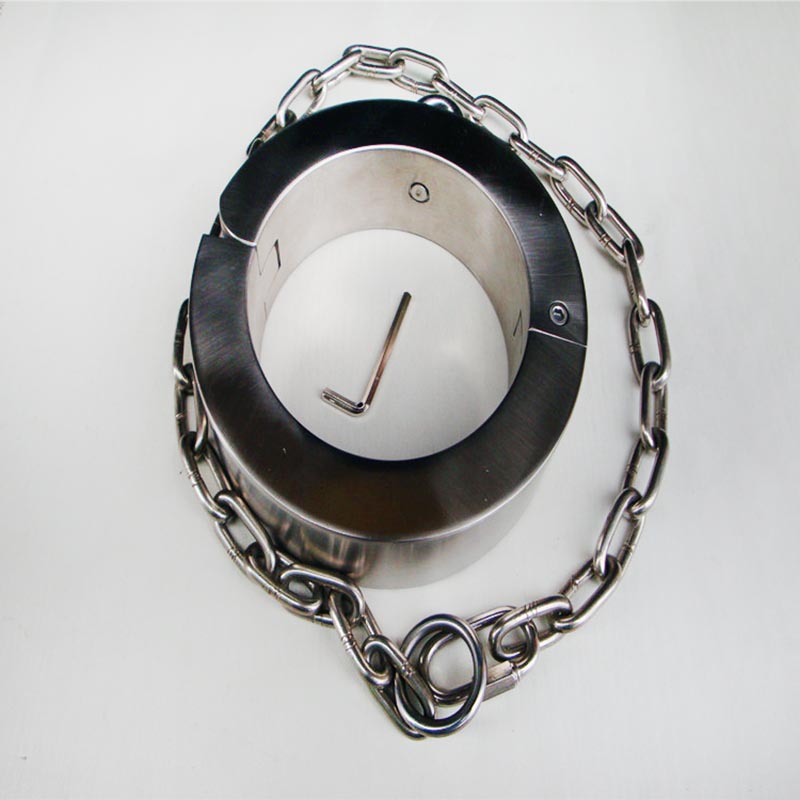 Stainless Steel Bdsm Collar With Chain For Men And Women Restrictive Bondage Slave Adult Sex Game Accessory - 2