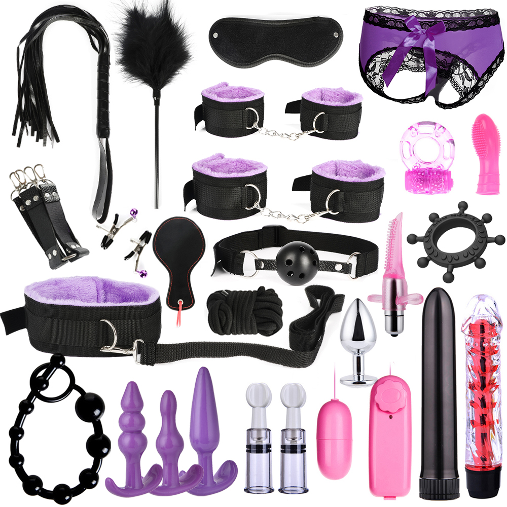 26piece Ultimate Mens Pleasure Set Masturbator Bondage Handcuffs Whip Mouth Gag Anal Vibrator Lingerie - 3
