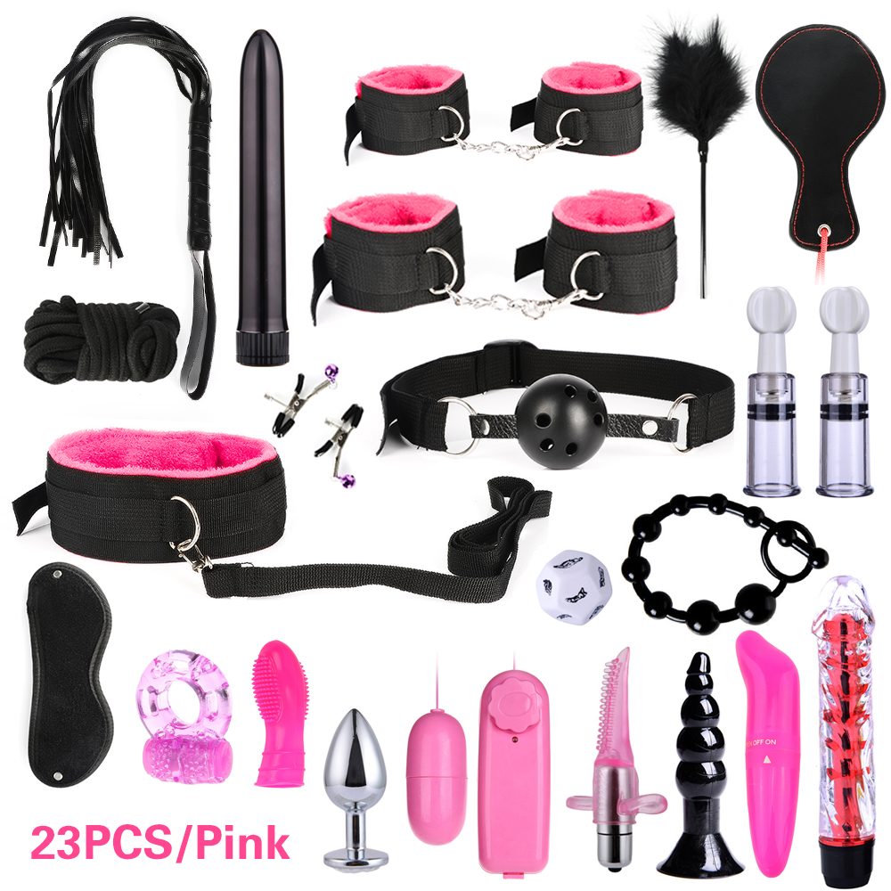 26piece Ultimate Mens Pleasure Set Masturbator Bondage Handcuffs Whip Mouth Gag Anal Vibrator Lingerie - 10