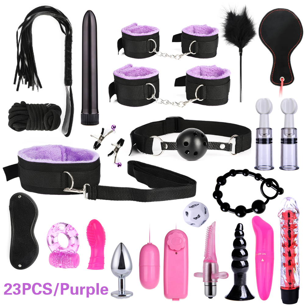 26piece Ultimate Mens Pleasure Set Masturbator Bondage Handcuffs Whip Mouth Gag Anal Vibrator Lingerie - 16