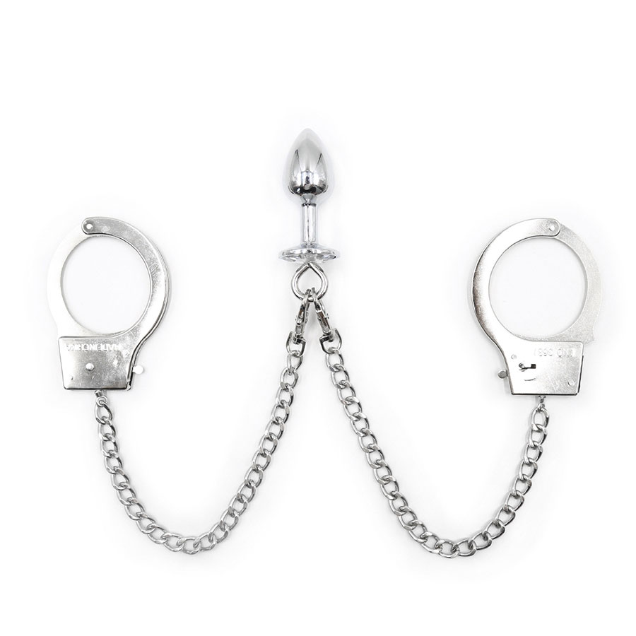 Stainless Steel Bdsm Bondage Set Handcuffs Anal Plug Erotic Adult Sex Game Toys For Men Women Couples - 1