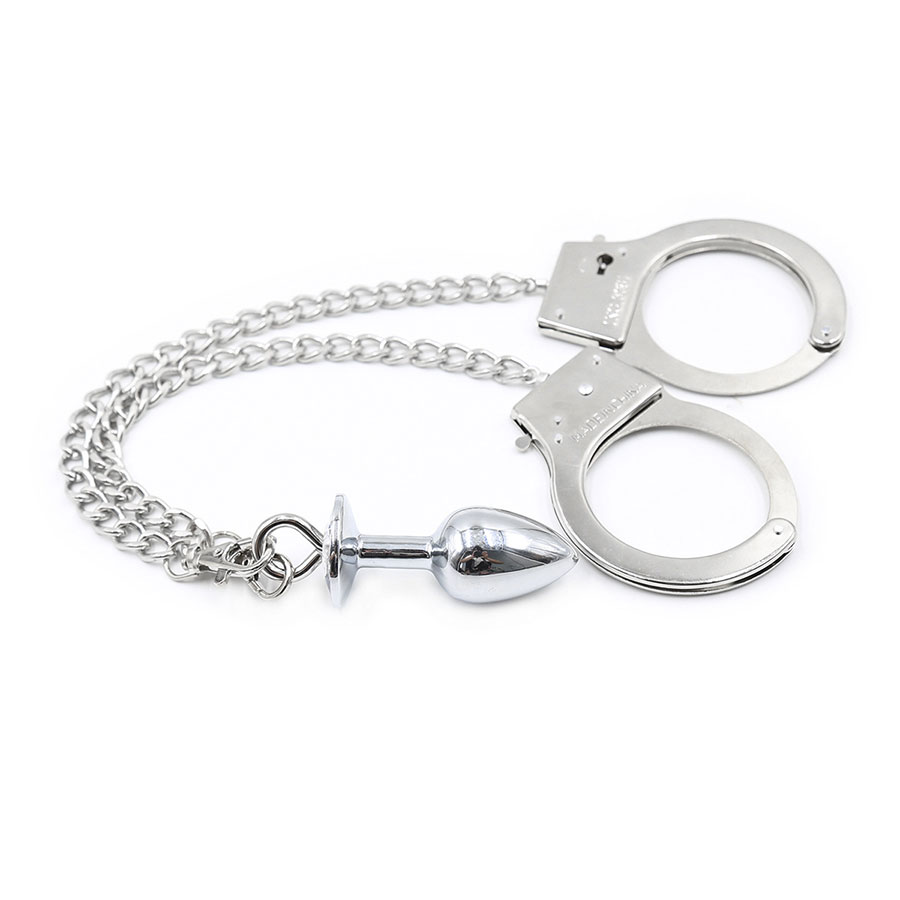 Stainless Steel Bdsm Bondage Set Handcuffs Anal Plug Erotic Adult Sex Game Toys For Men Women Couples - 2