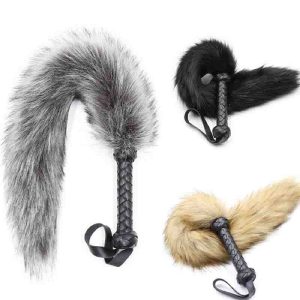 Spanking Fox Tail Whip Animal Fur Slap Strap Beat Lash Flog Tool Adult Fetish Slave Sex Sm Game Toy For Couple Men Women