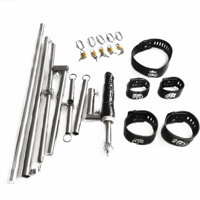 Stainless Steel Bdsm Bondage Kit Collar Handcuffs Ankle Cuffs Adult Couples Dildo Games - 2