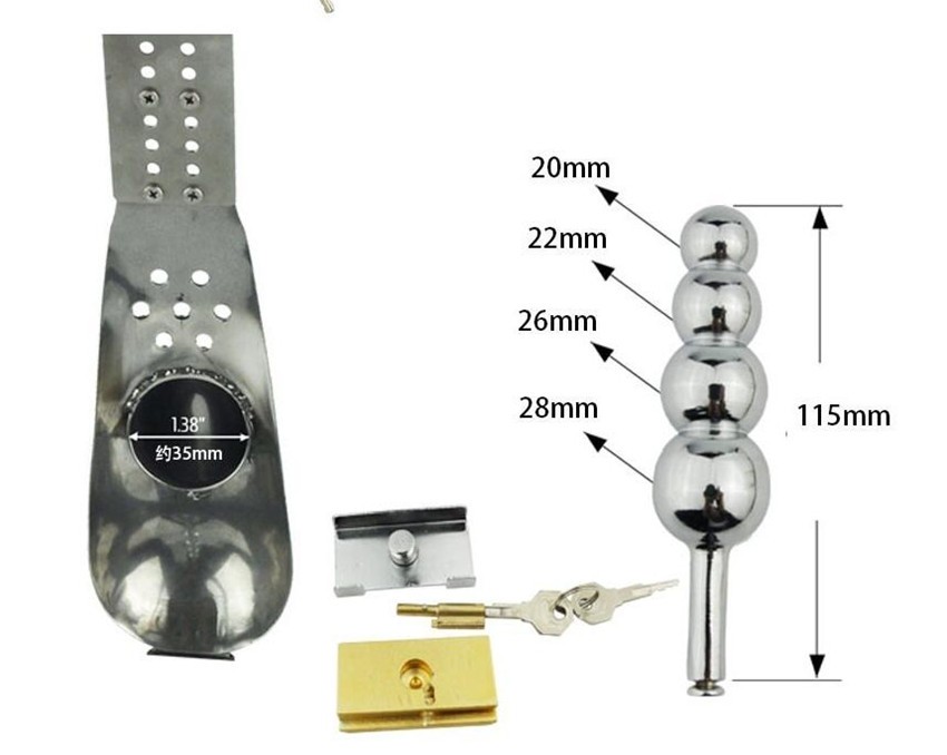 Stainless Steel Mens Chastity Belt With Anal Plug Cock Cage Penis Lock Adult Pleasure Game - 4
