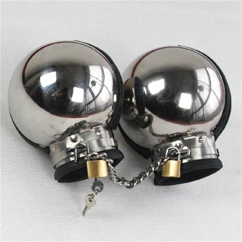 Stainless Steel Bondage Fist Mitts Adult Fetish Handcuffs Unisex Sex Restraints Toys G7637 - 3