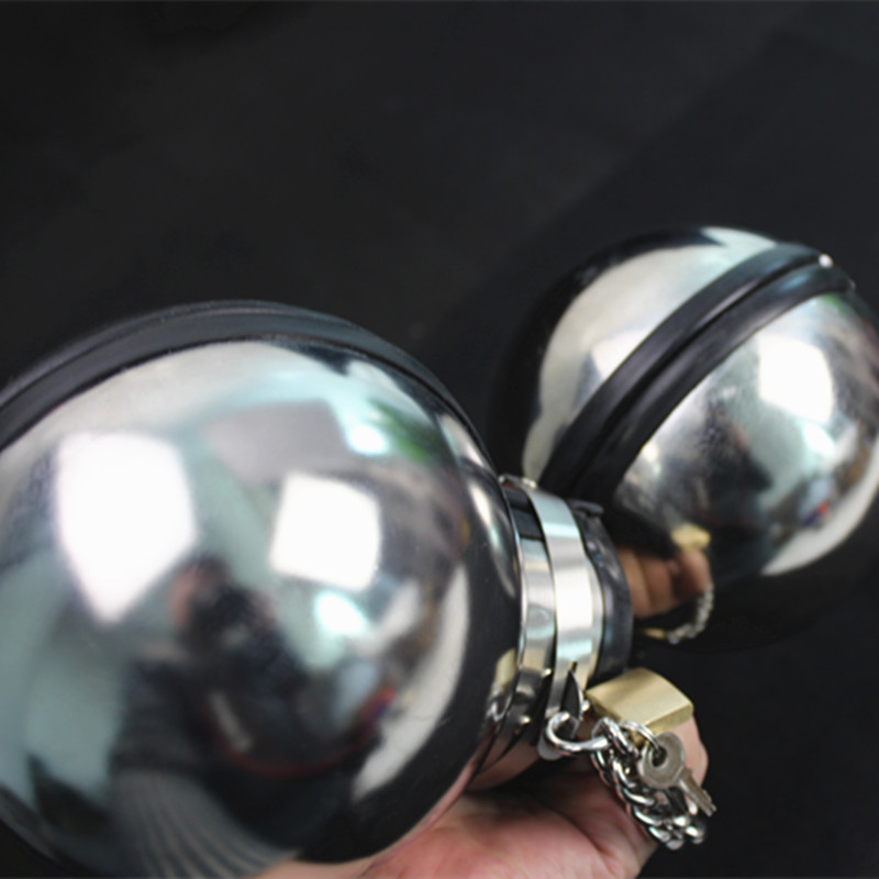 Stainless Steel Bondage Fist Mitts Adult Fetish Handcuffs Unisex Sex Restraints Toys G7637 - 5