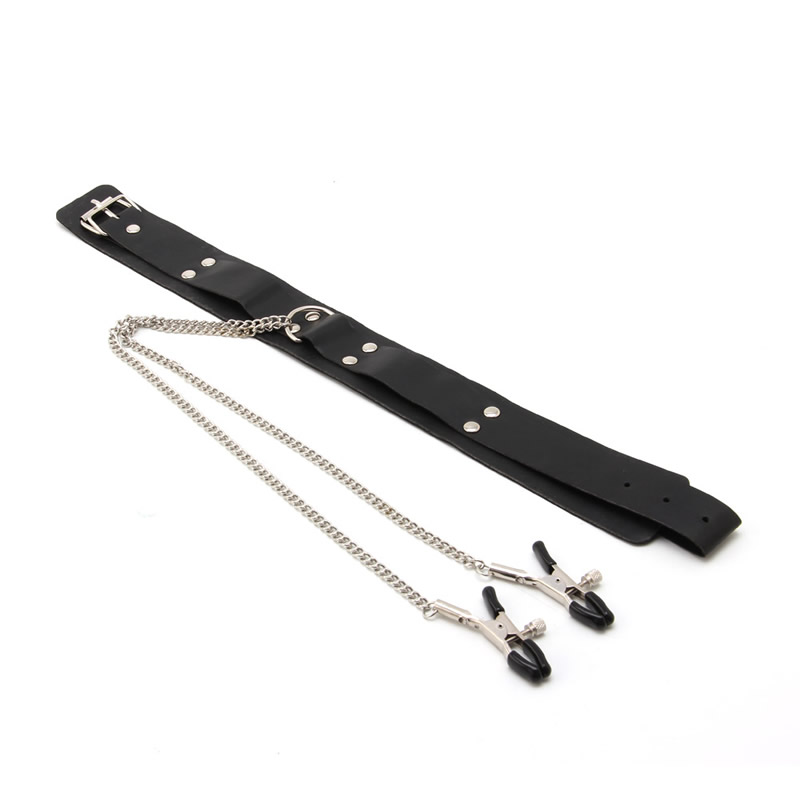 Bdsm Cosplay Adult Games Pu Leather Slave Collar Nipple Clamps Sex Toys For Sensual Roleplay - 2