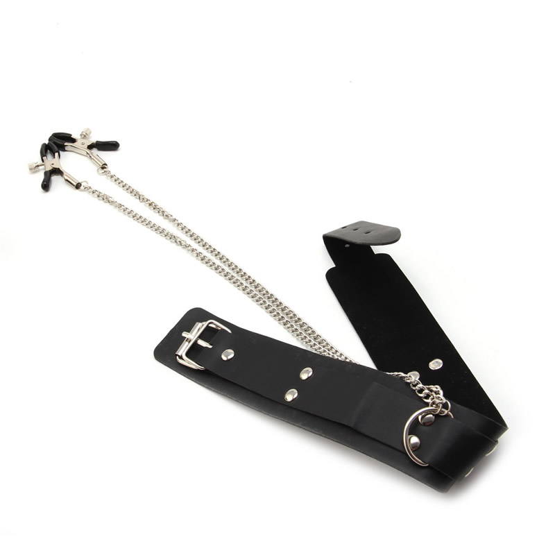 Bdsm Cosplay Adult Games Pu Leather Slave Collar Nipple Clamps Sex Toys For Sensual Roleplay - 3