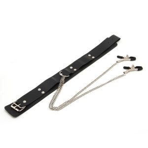 Sex Toys Slave Collar Nipple Clamps Pu Leather Necklace Bdsm Cosplay Adult Games - 2