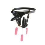 Black Emperor Chastity Belt With Anal Plug And Vagina Plugs Pants Realistic Penis Sex Toys For Women - 3