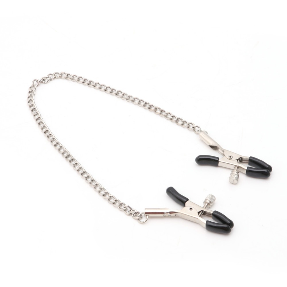 Quality Adjustable Metal Nipple Clamps 30cm Chains Sensual Couples Adult Bedroom Play Erotic Sex Toys - 1