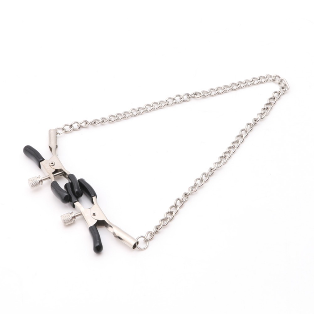 Quality Adjustable Metal Nipple Clamps 30cm Chains Sensual Couples Adult Bedroom Play Erotic Sex Toys - 2
