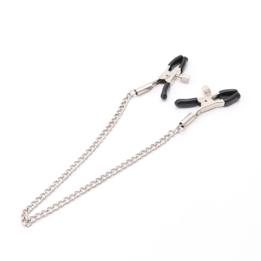 Quality Adjustable Metal Nipple Clamps 30cm Chains Sensual Couples Adult Bedroom Play Erotic Sex Toys - 3