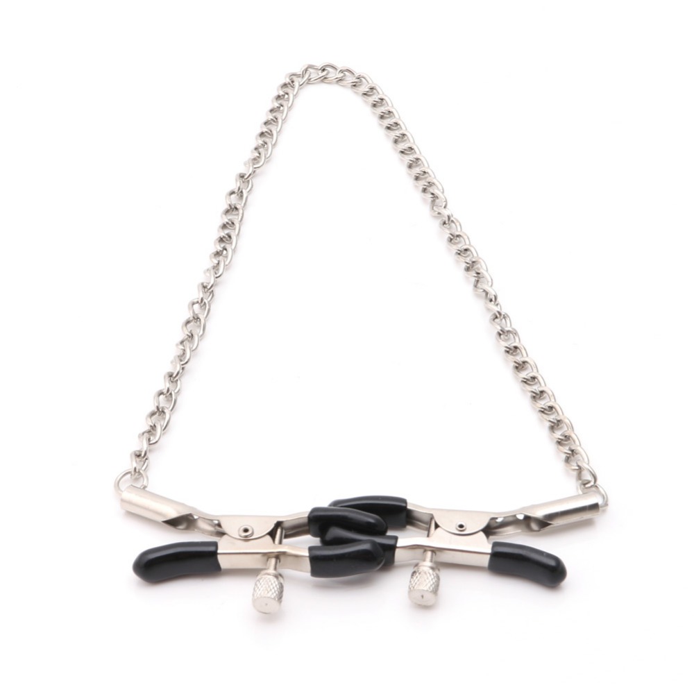 Quality Adjustable Metal Nipple Clamps 30cm Chains Sensual Couples Adult Bedroom Play Erotic Sex Toys - 4