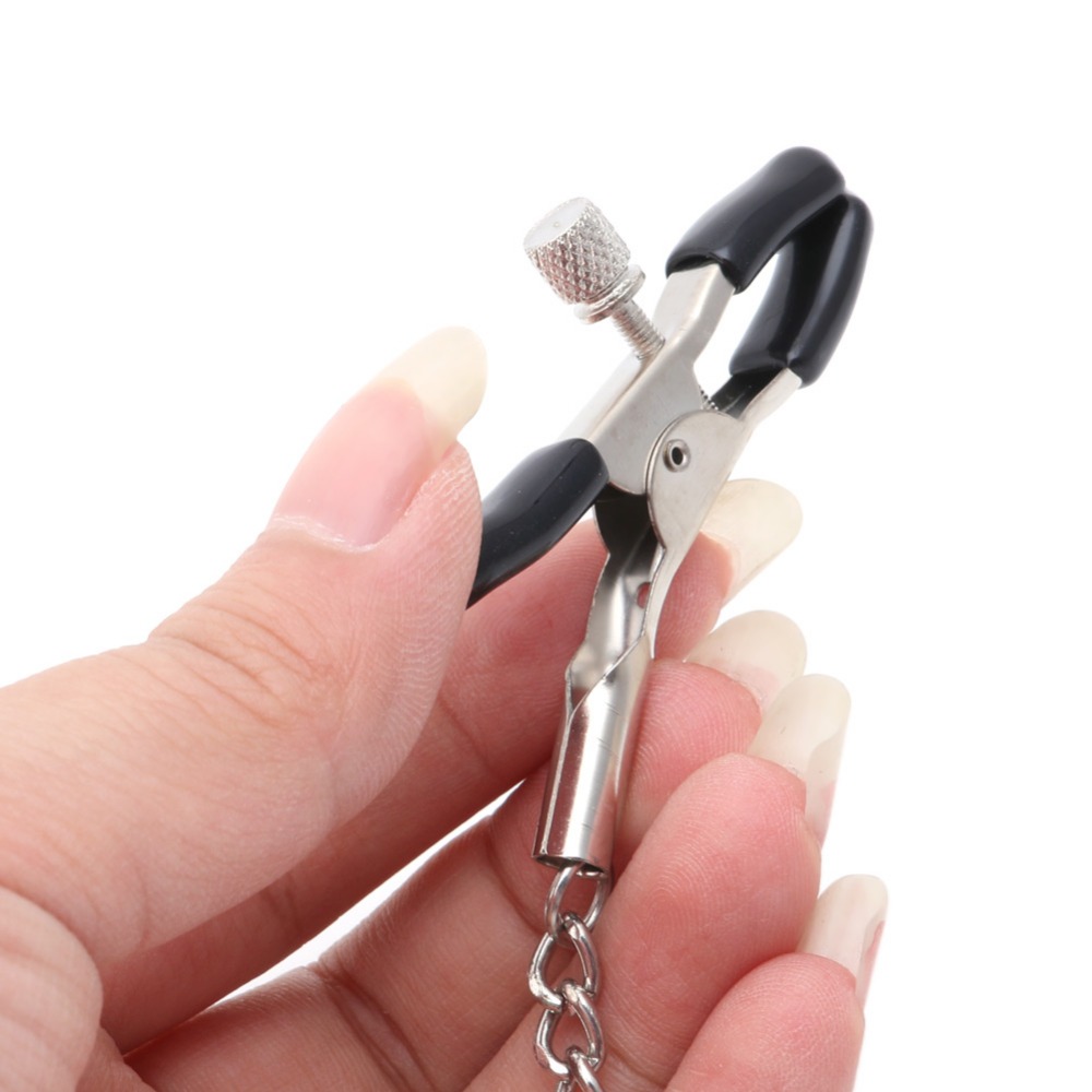 Quality Adjustable Metal Nipple Clamps 30cm Chains Sensual Couples Adult Bedroom Play Erotic Sex Toys - 5