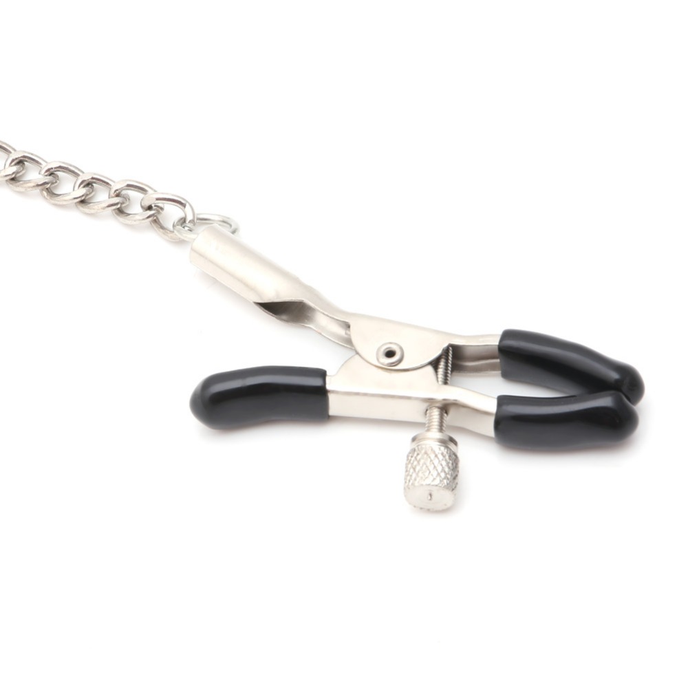 Quality Adjustable Metal Nipple Clamps 30cm Chains Sensual Couples Adult Bedroom Play Erotic Sex Toys - 6