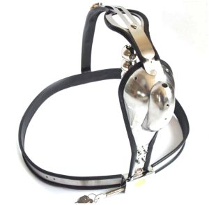 Male Chastity Belt Stainless Steel T Type With Removable Anal Bead Plug Master Slave Lockable Penis Restraint Device - 2
