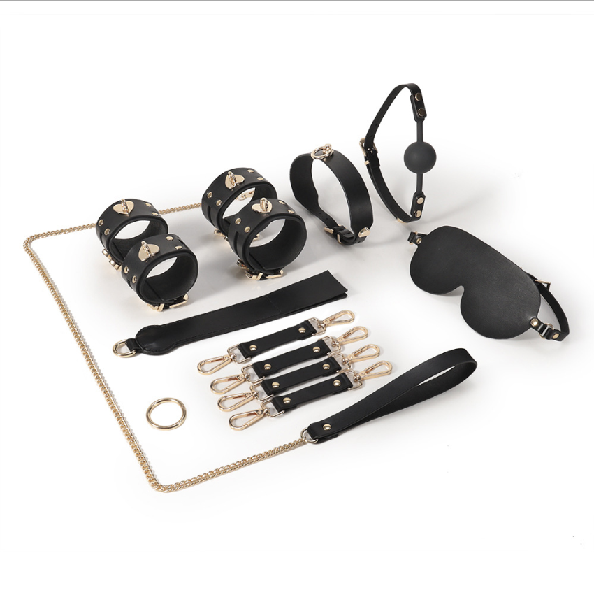 Leather Sm Suit Sex Toys For Couples Adult Bondage Kit With Double Button Tie Sensual Flirting And Stimulation Toys - 8