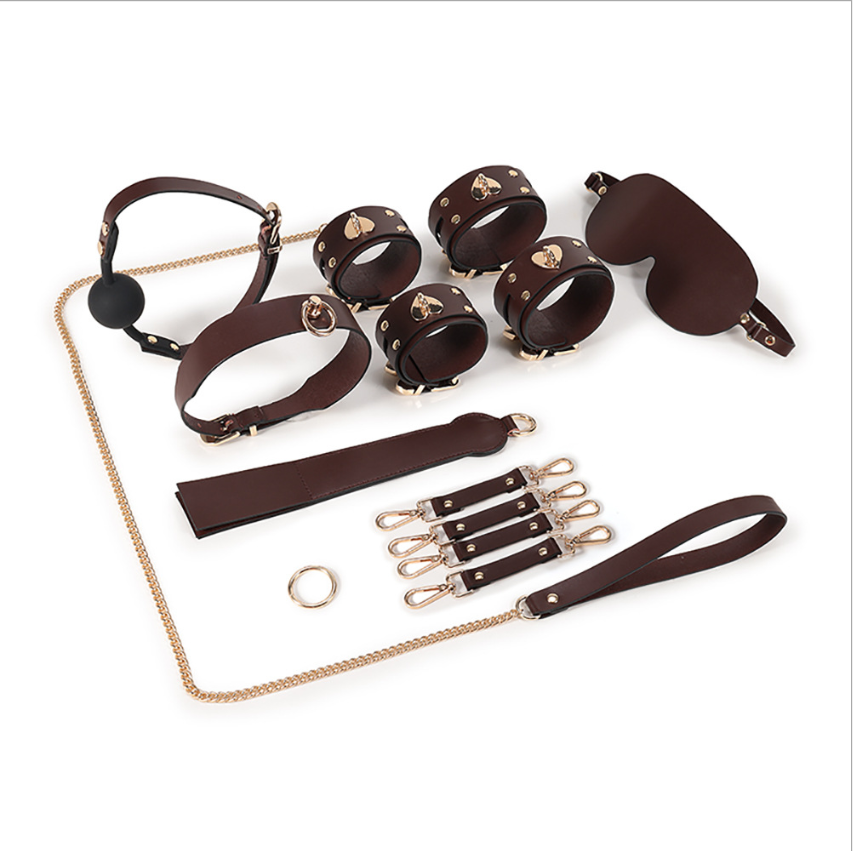 Leather Sm Suit Sex Toys For Couples Adult Bondage Kit With Double Button Tie Sensual Flirting And Stimulation Toys - 10