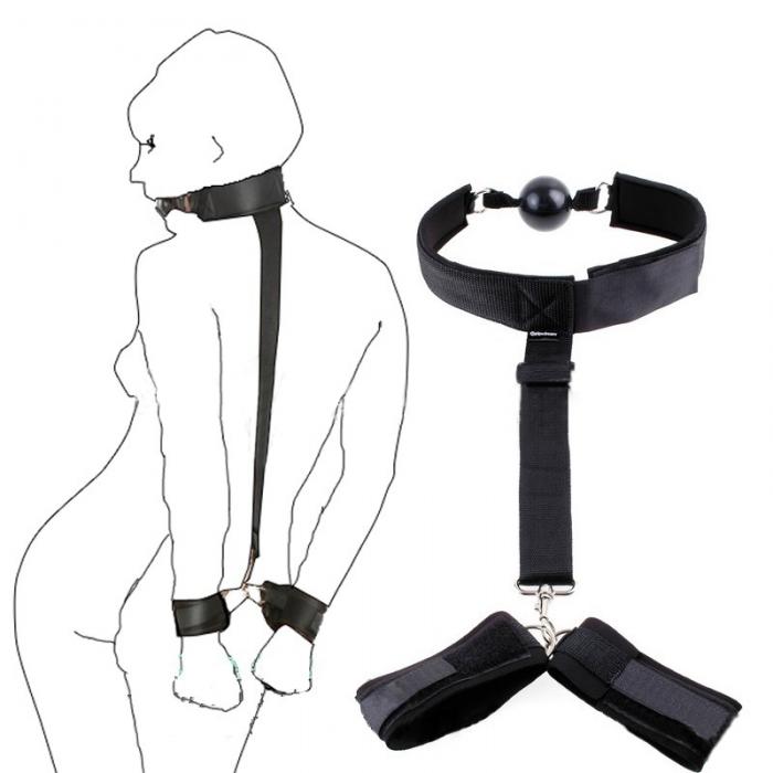 Adjustable Selfbondage Restraints Belt Adult Fetish Game Open Mouth Ball Gag Kinky Sex Toy For Sm Slave Play - 1