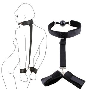 Self Bondage Restraints Belt Adjustable Open Mouth Gags Yoke Ball Adult Sex Toys Sm Slave Muzzles Fetish Kinky Game
