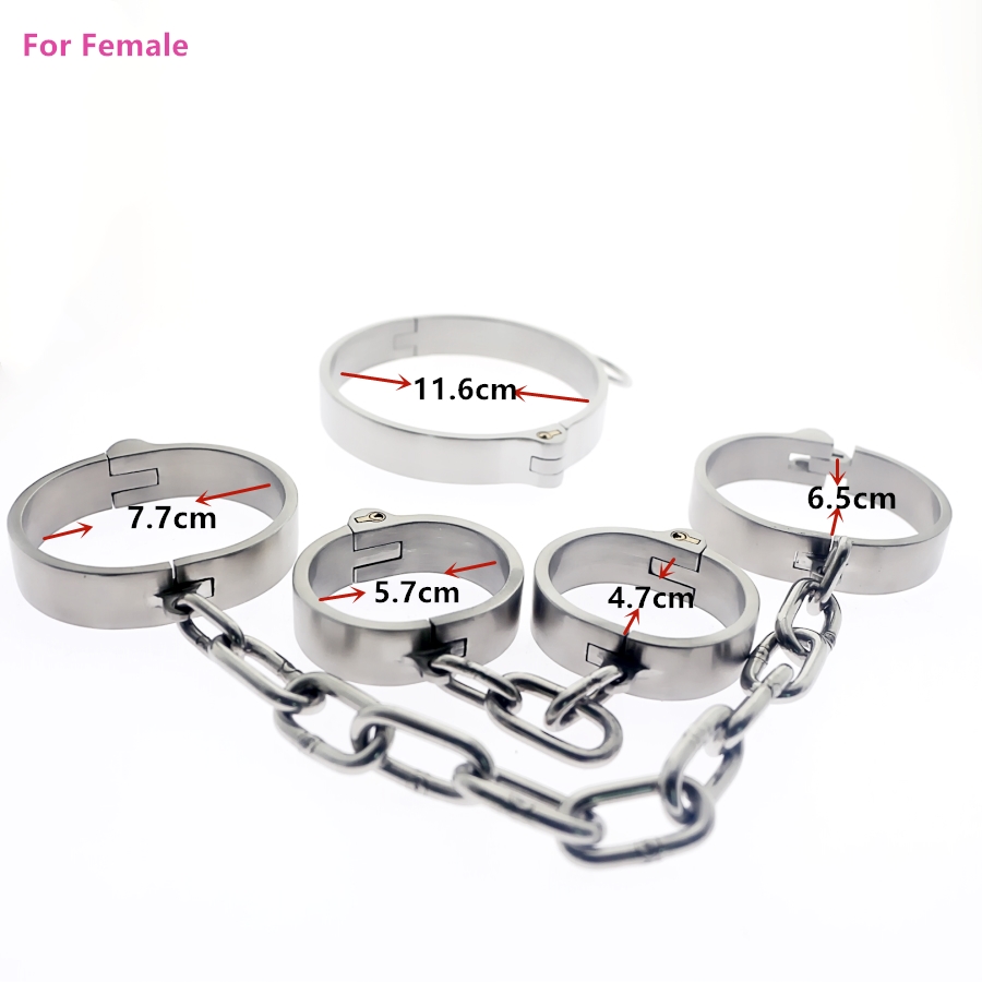 Deluxe Gold Stainless Steel Bdsm Bondage Restraint Kit Handcuffs Ankle Cuffs Fetish Slave Tools For Couples - 5