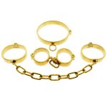 Gold Bdsm Bondage Restraint Set Kit Handcuffs Ankle Cuff For Couple Stainless Steel Sm Fetish Toys Slave Tools - 2