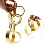 Gold Bdsm Bondage Restraint Set Kit Handcuffs Ankle Cuff For Couple Stainless Steel Sm Fetish Toys Slave Tools - 4