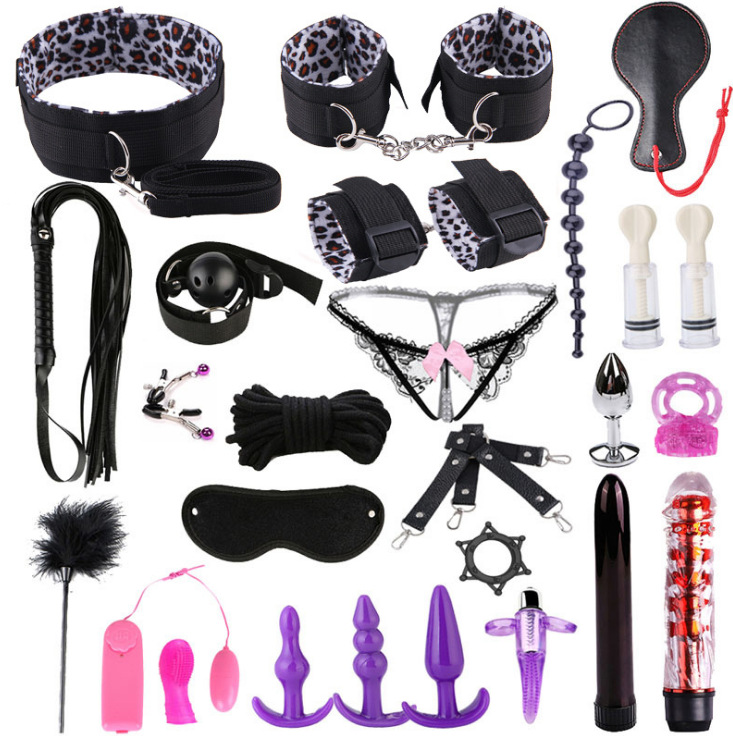 Deluxe Bdsm Bondage Kit Erotic Couples Sex Toys Set Handcuffs Whip Restraints Anal Plug - 1
