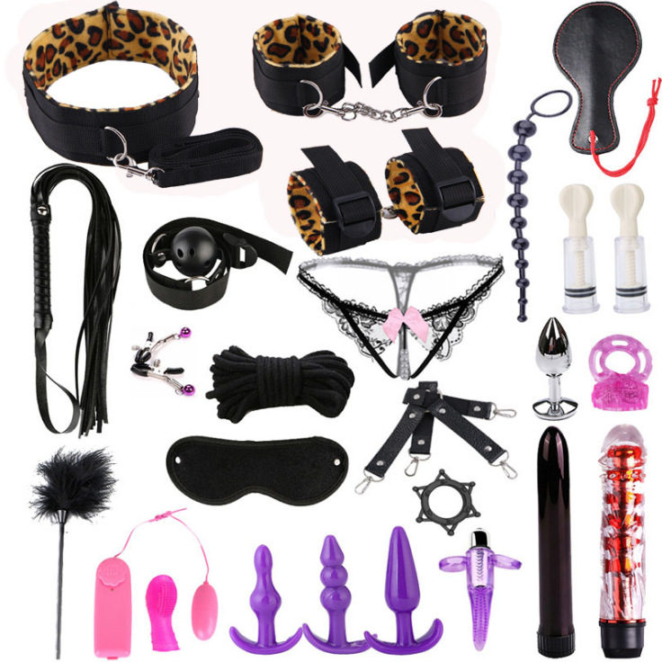 Deluxe Bdsm Bondage Kit Erotic Couples Sex Toys Set Handcuffs Whip Restraints Anal Plug - 2