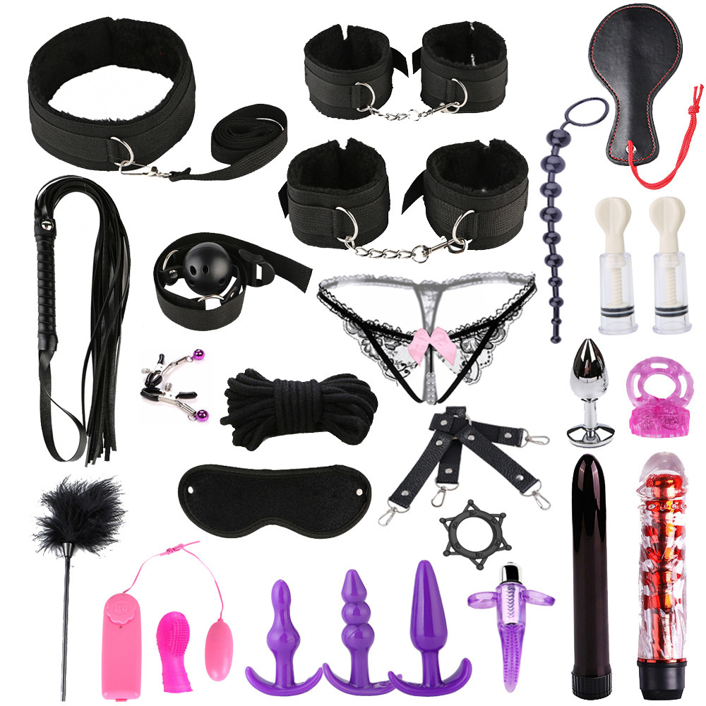 Deluxe Bdsm Bondage Kit Erotic Couples Sex Toys Set Handcuffs Whip Restraints Anal Plug - 3