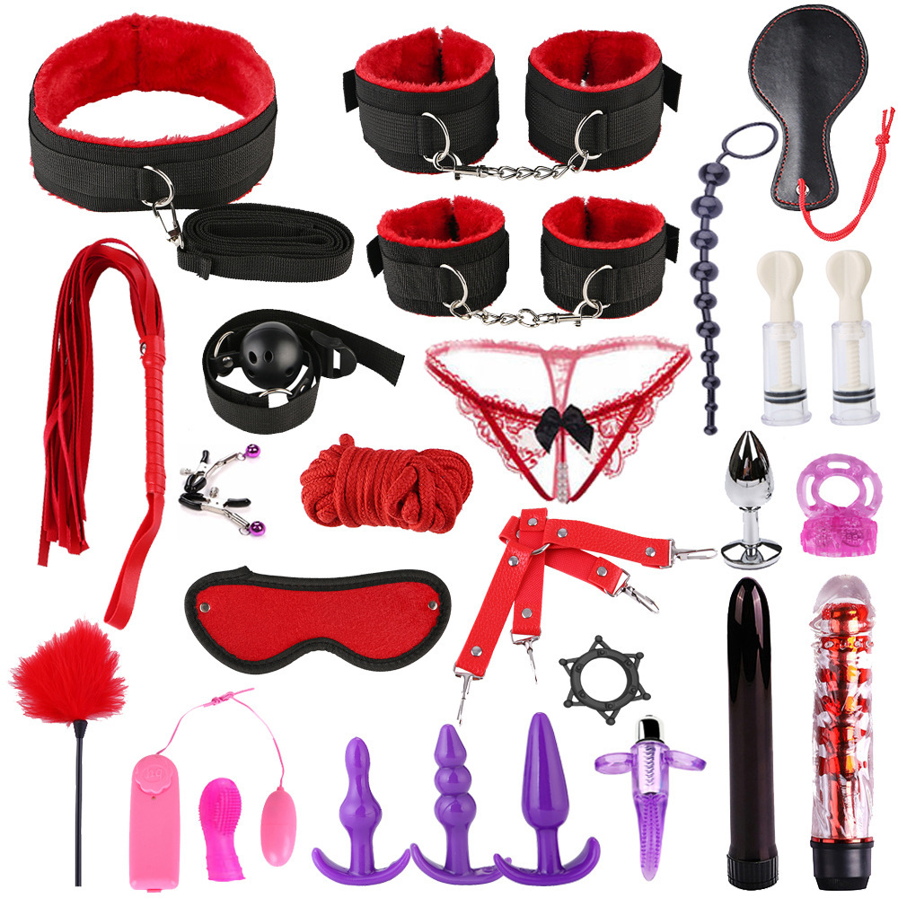 Deluxe Bdsm Bondage Kit Erotic Couples Sex Toys Set Handcuffs Whip Restraints Anal Plug - 4