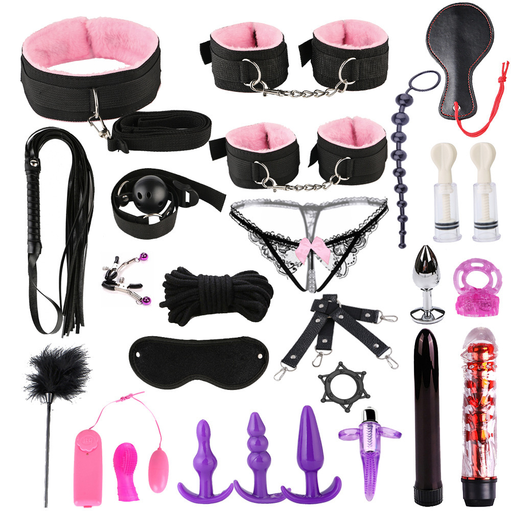 Deluxe Bdsm Bondage Kit Erotic Couples Sex Toys Set Handcuffs Whip Restraints Anal Plug - 7