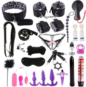 1set Bdsm Erotic Sex Toys Bondage Handcuffs Whip Straps Restraints Anal Plug Sexual Combo Couples Toy