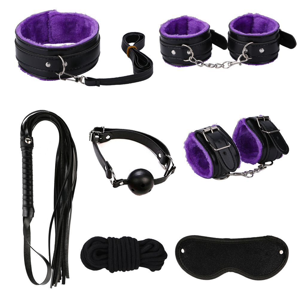 10piece Adult Intimacy Kit Bdsm Handcuffs Plush Leather Set Couples Sensual Play Orgasm Enhancer - 7
