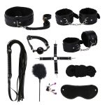 10-piece Set Adult Sex Toys Alternative Sm Bundled Handcuffs Couple Flirting Leather Plush Stimulating Orgasm - 6