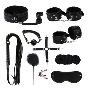 Bed Restraints For Sex Bondage Set 10 Pcs Furry Pu Kits Kinky Toys Couples Beginners