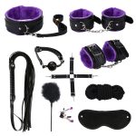 Bed Restraints For Sex Bondage Set 10 Pcs Furry Pu Kits Kinky Toys Couples Beginners - 4