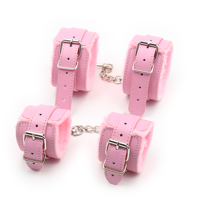 Deluxe Pink Bdsm Bondage Set Adjustable Pu Leather Handcuffs Ankle Cuffs Erotic Adult Sex Toy - 1