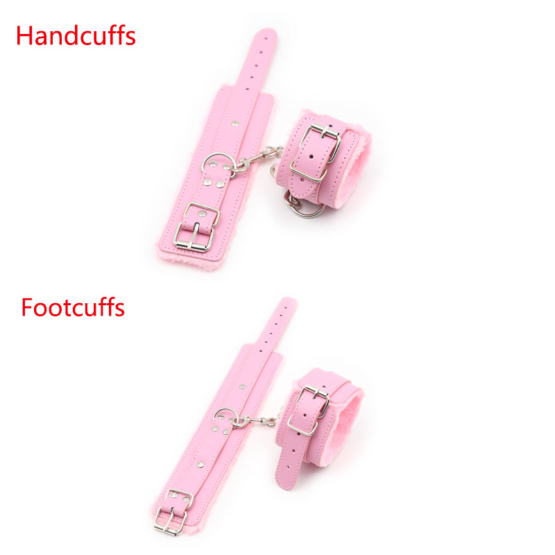 Deluxe Pink Bdsm Bondage Set Adjustable Pu Leather Handcuffs Ankle Cuffs Erotic Adult Sex Toy - 2