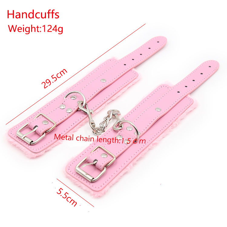 Deluxe Pink Bdsm Bondage Set Adjustable Pu Leather Handcuffs Ankle Cuffs Erotic Adult Sex Toy - 3