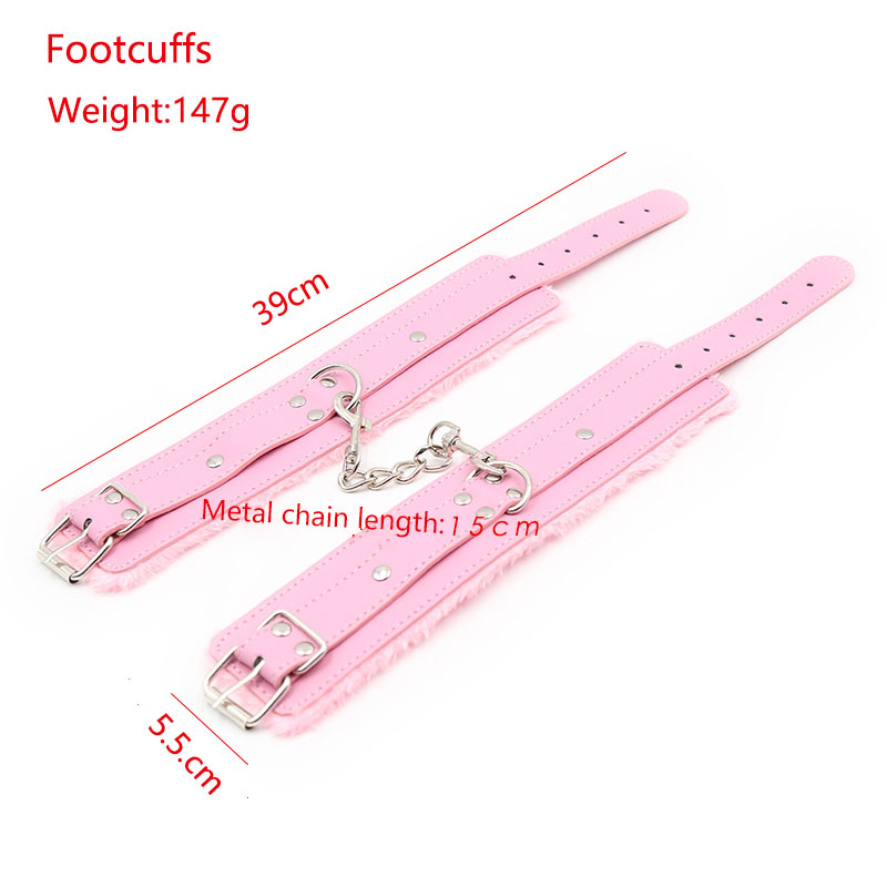 Deluxe Pink Bdsm Bondage Set Adjustable Pu Leather Handcuffs Ankle Cuffs Erotic Adult Sex Toy - 4