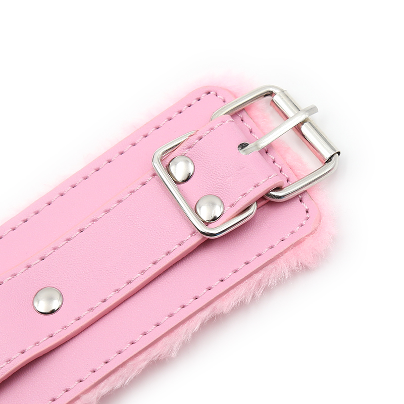 Deluxe Pink Bdsm Bondage Set Adjustable Pu Leather Handcuffs Ankle Cuffs Erotic Adult Sex Toy - 9