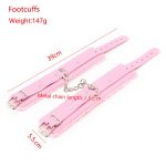 Bdsm Bondage Adjustable Pu Leather Plush Pink Handcuffs Footcuffs Ankle Cuffs Slave Restraints Sex Adult Flirting Toy For Woman - 3