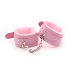 Bdsm Bondage Adjustable Pu Leather Plush Pink Handcuffs Footcuffs Ankle Cuffs Slave Restraints Sex Adult Flirting Toy For Woman - 4