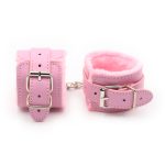 Bdsm Bondage Adjustable Pu Leather Plush Pink Handcuffs Footcuffs Ankle Cuffs Slave Restraints Sex Adult Flirting Toy For Woman - 5