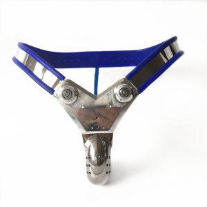 316 Stainless Steel Male Blue Chastity Belt Cock Cage Bondage Device Penis Men Belts Pants Locked Sex Toys - 2