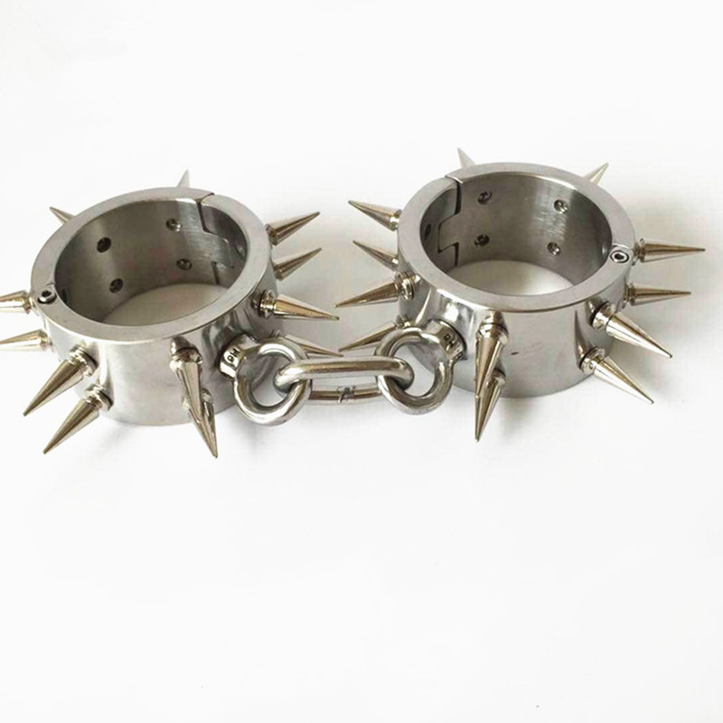 Stainless Steel Bdsm Ankle Cuff Shackles With Secure Barbed Lock For Male Bondage G620 - 6