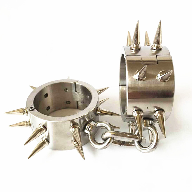 Stainless Steel Bdsm Ankle Cuff Shackles With Secure Barbed Lock For Male Bondage G620 - 7